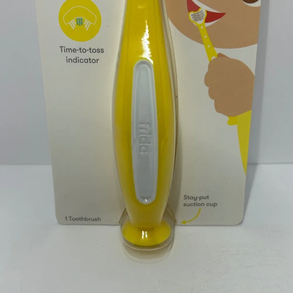 Fridababy‎ Triple-Angle Toothhugger Toddler Toothbrush Yellow Suction Cup